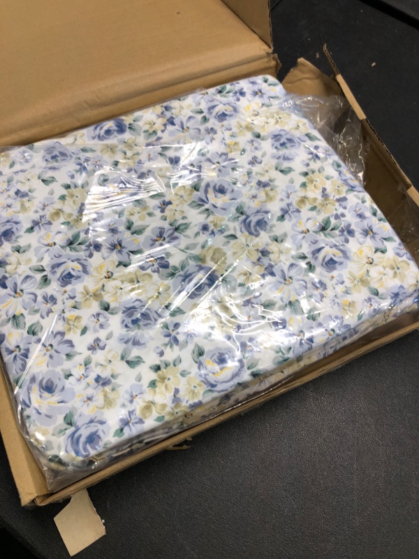 Photo 2 of Amazon Basics Lightweight Super Soft Easy Care Microfiber Bed Sheet Set with 14-Inch Deep Pockets - Twin, Blue Floral Twin Sheet Set Blue Floral