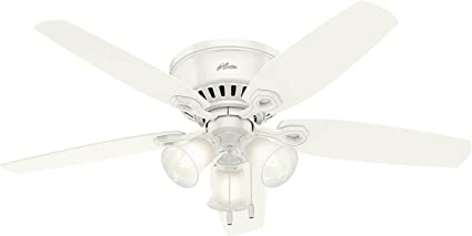 Photo 1 of Hunter Fan Company Indoor 53326 52" Builder Low Profile Ceiling Fan with Light, Snow White Finish