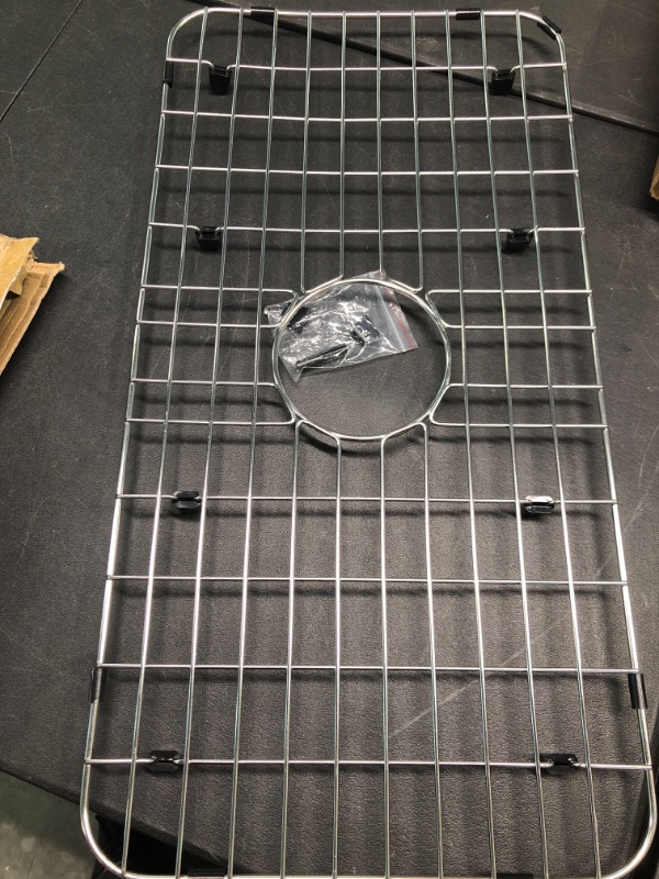 Photo 2 of Alonsoo Kitchen Sink Grid and Sink Protectors, 25-1/8" x 12-7/8" Stainless Steel Sink Grate Sink Grids for Bottom of Kitchen Sink Centered Drain with Corner Radius1-1/2 , Stainless Steel 25-1/8" x 12-7/8", Corner 1-1/2"