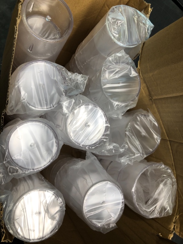 Photo 1 of 48 Pack 12 oz Clear Plastic Cup Frosted Plastic Cups Stackable Water Tumblers Reusable Drinking Cups Tumbler Cups Bulk Restaurant Cups Shatterproof Drink Tumblers for Party and Catering Supplies