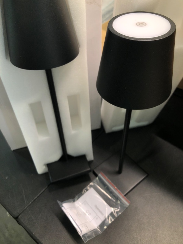 Photo 2 of Howskys 2 Pack Black Cordless Table Lamp,5500mAh Battery Powered Table Lamp,3W Touch Rechargeable Battery Table Lamp 3000k Warm White,IP54 Indoor/Outdoor Table Lamp Black 2-Pack