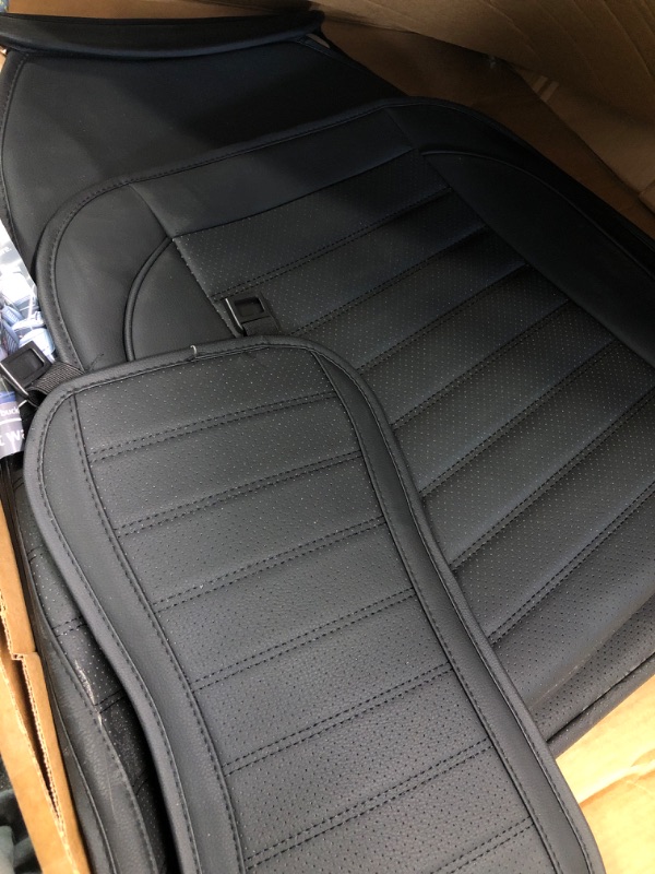 Photo 1 of OMOKA AUTO Car Seat Covers with Waterproof Leather,Vehicle Cushion Cover for Cars SUV Sedan Pick-up Truck Universal Fit Set for Most Cars (Black, 2 PCS Front Seat) Black 2 PCS Front Seat