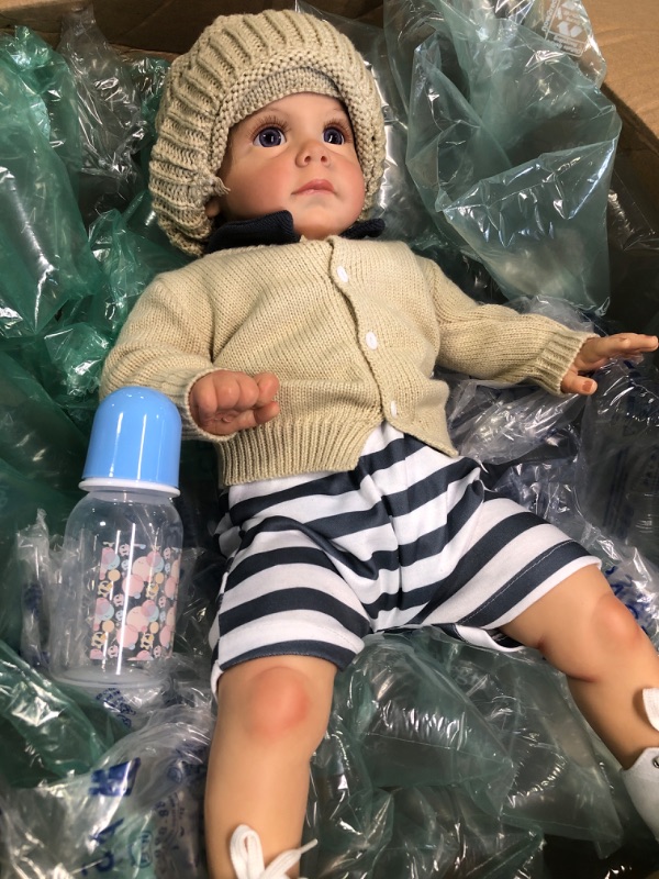 Photo 2 of Adolly Gallery 22 inches Reborn Baby Dolls Lifelike Realistic Silicone Vinyl Newborn Boy Dolls Cute Toy Gifts Set for Ad22C07 Name Toby Boys Name Toby