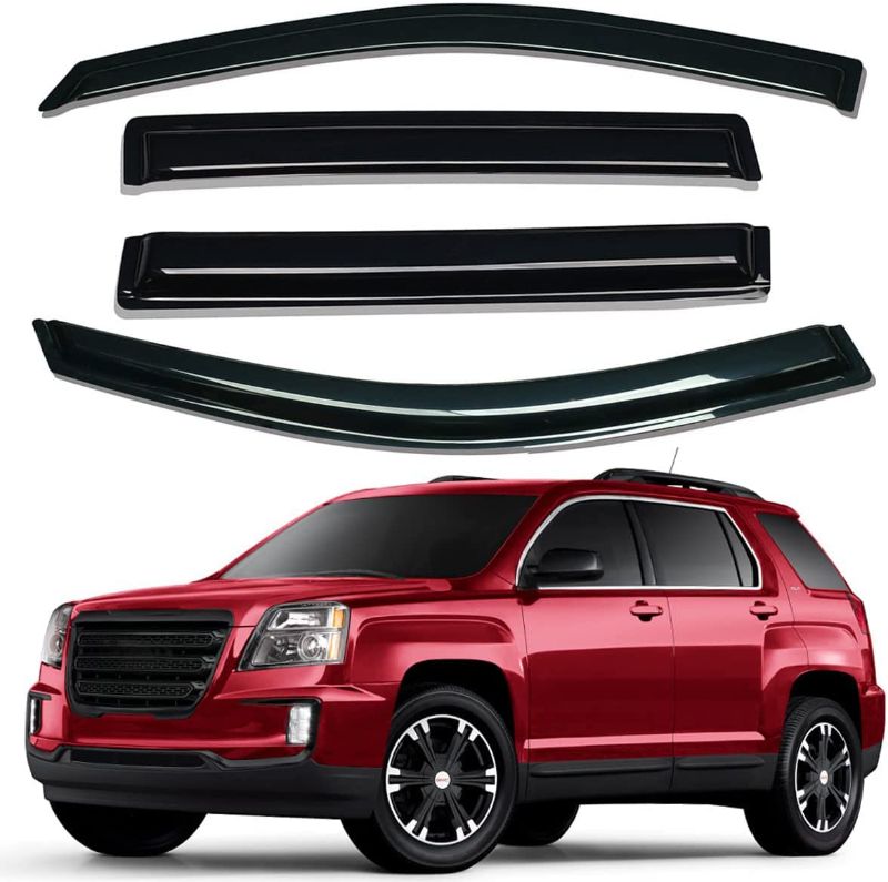 Photo 3 of Lightronic WV94167 Tape-on Side Window Visor Deflector Rain Guard, Dark Smoke Shatterproof, 4 PCS Set for 2010-2017 GMC Terrain