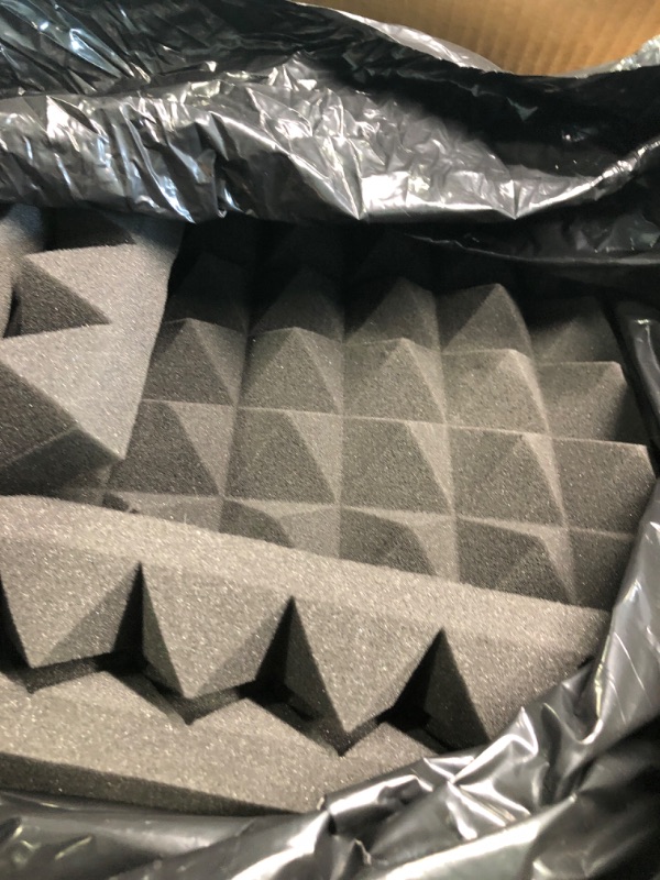 Photo 2 of 2” Thick Acoustic Foam Pyramid Panels 12”x12”; Charcoal (20) Pack (GFW-ACPNL1212PCHA-2PK) Charcoal 20 Pack
Opened for pictures