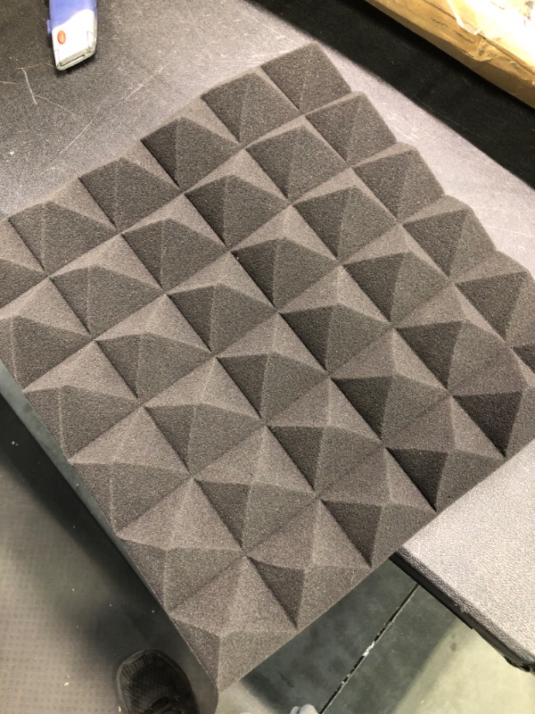 Photo 3 of 2” Thick Acoustic Foam Pyramid Panels 12”x12”; Charcoal (20) Pack (GFW-ACPNL1212PCHA-2PK) Charcoal 20 Pack
Opened for pictures