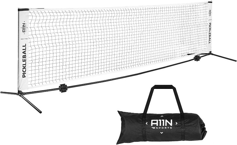 Photo 1 of A11N Portable Pickleball Net for Driveway - Half Court Size, 22ft Net for Pickleball, 
Opened for pictures