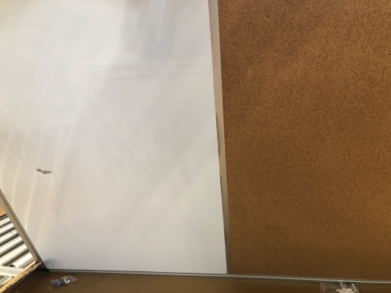 Photo 3 of DexBoard 48 x 36 Inch Magnetic Dry Erase/Cork Combo Board, Wall Mounted Whiteboard & Corkboard Combination with Aluminum Frame Silver 48" x 36"