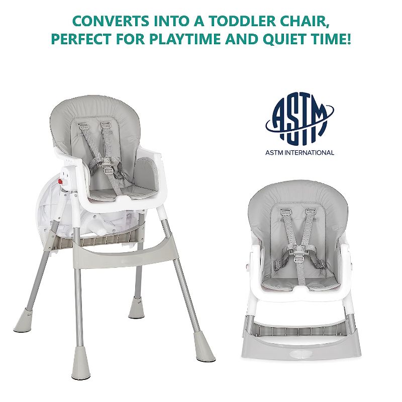 Photo 1 of 2-in-1 Tabletalk High Chair, Convertible Compact High Chair, Light Weight Portable Highchair, Grey
