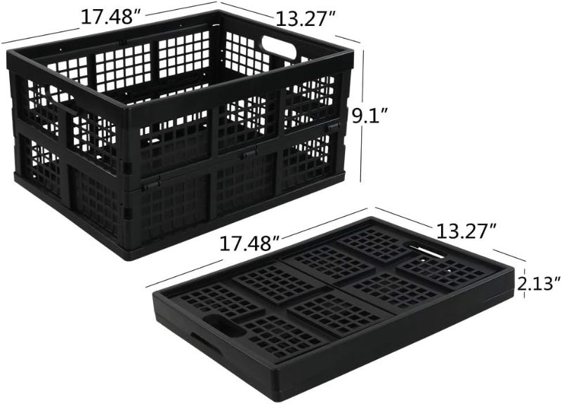 Photo 1 of Saedy Black Stacking Milk Crates, 34-Quart Collapsible Container Bins 



