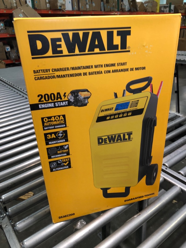 Photo 2 of DEWALT DXAEC200 DXAE200 Professional 40-Amp Rolling Battery Charger and 3-Amp Maintainer with 200-Amp Engine Start, Yellow