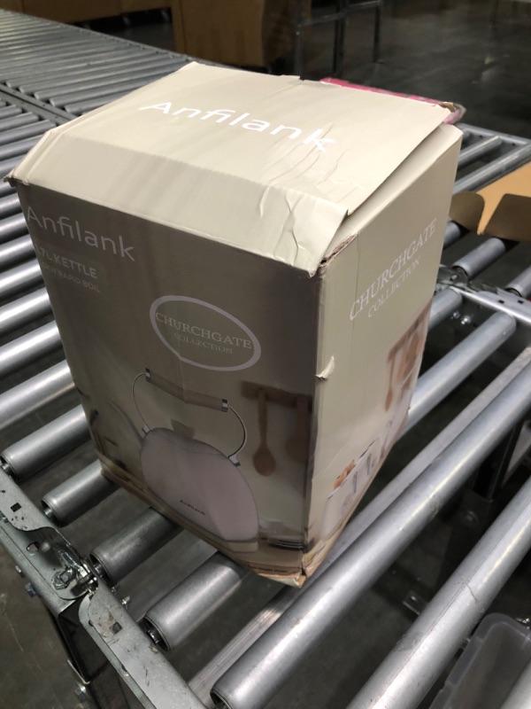 Photo 1 of Anfilank-Boil Water Electric Kettle, 1.7L 1500W, Coffee & Tea Kettle Stainless Steel,Wood Grain Design, Removable Filter, Water Window, LED Light. 360° Rotation, Auto Shut-off & Boil-Dry Protection Cream