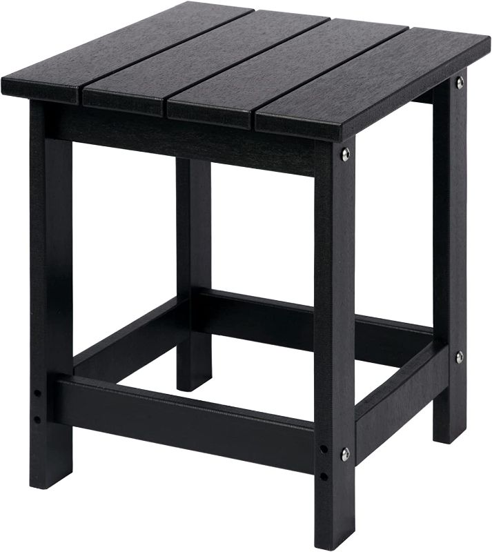 Photo 1 of Adirondack Square Side Table, Pool Composite Patio Table,HDPE End Tables for Backyard,Pool, Indoor Companion, Easy Maintenance & Weather Resistant(Black)
