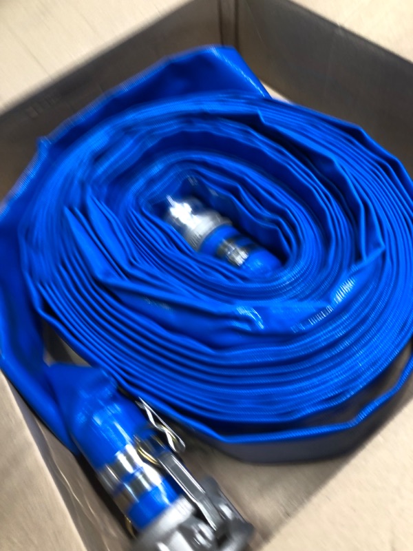 Photo 3 of 2" x 100' Blue PVC Backwash Hose for Swimming Pools, Heavy Duty Discharge Hose Reinforced Pool Drain Hose with Aluminum Camlock C and E Fittings
