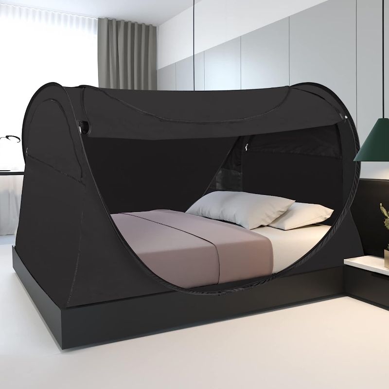 Photo 1 of Alvantor Bed Canopy Tents Dream Privacy Space Sleep Tents Indoor Pop Up Portable Frame Curtains Breathable Gray Cottage (Mattress Not Included) Reducing Light
