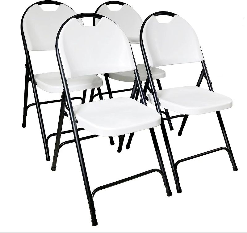 Photo 1 of Alextend 4 Pack Plastic Folding Chairs with 350lbs Weight Capacity, Stackable Event Chair, Lightweight Folding Chair (White)