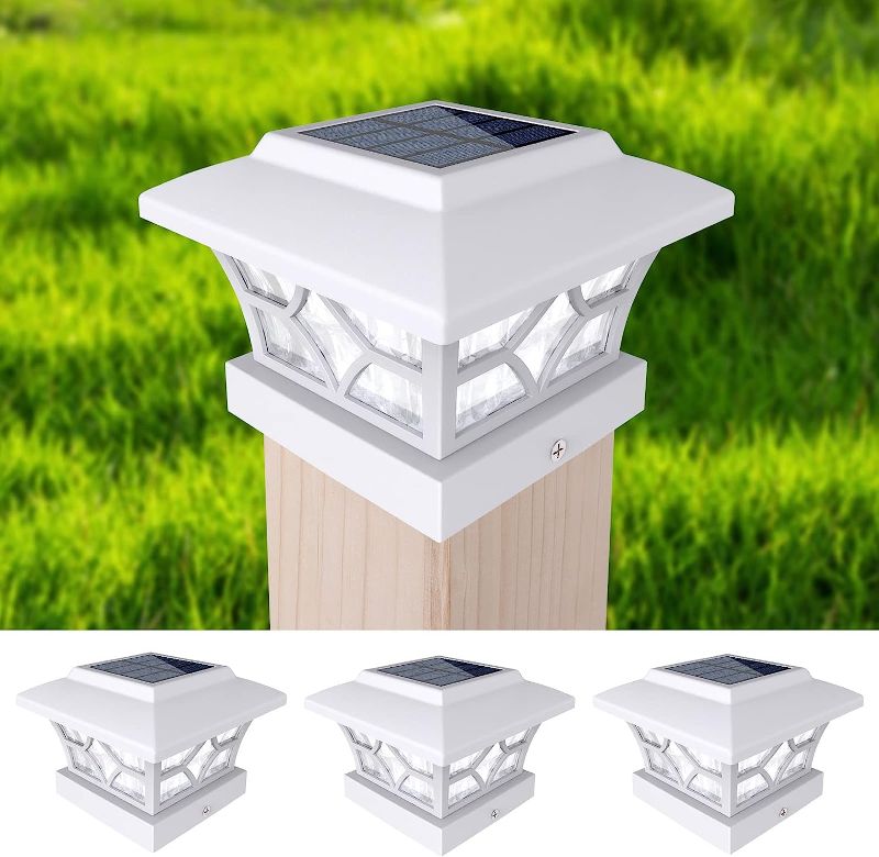 Photo 1 of 
OLISUN Solar Post Cap Lights,4Pack Outdoor Fence Post Cap Lights,Vinyl Fence Post Solar Lights White/Black Solar Powered Deck Post Lights for Dock Waterproof 2 Color Modes,4x4/6x6 Wooden/Vinyl Posts