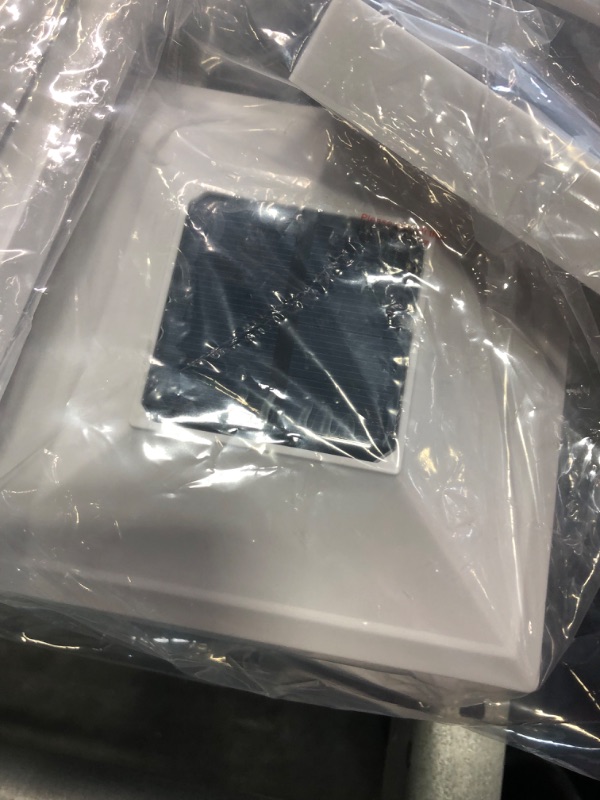 Photo 1 of VOLISUN Solar Post Cap Lights,4Pack Outdoor Fence Post Cap Lights,Vinyl Fence Post Solar Lights White/Black Solar Powered Deck Post Lights for Dock Waterproof 2 Color Modes,4x4/6x6 Wooden/Vinyl Posts White 4