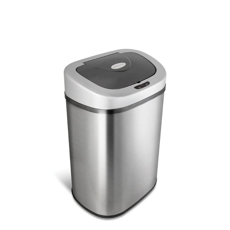 Photo 1 of Bigacc 13 Gallon 50 Liter Kitchen Trash Can with Touch-Free & Motion Sensor, Automatic Stainless-Steel Garbage Can, Anti-Fingerprint Mute Designed Trash Bin Trash Can for Office Bedroom, Silver