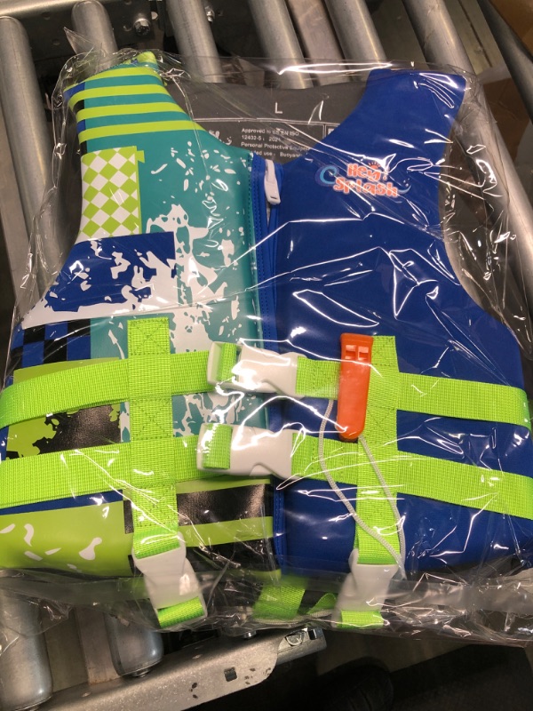 Photo 1 of HeySplash Swim Vest for Kids, Child Size Watersports Kids Swim Vest Flotation Device Toddler Floatie Trainer Vest with Survival Whistle, Easy on and Off, Suitable for 35-55 lbs(Size M)/ 55-77 lbs(Size L)