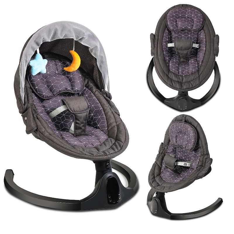 Photo 1 of Napei Baby Swings for Infants,Bluetooth Baby Bouncer,Electric Portable Baby Swing for Newborn with 5 Speed & Music Speaker,Touch Screen/Remote Control Baby Rocker with 5 Point Harness for 5-20 lb