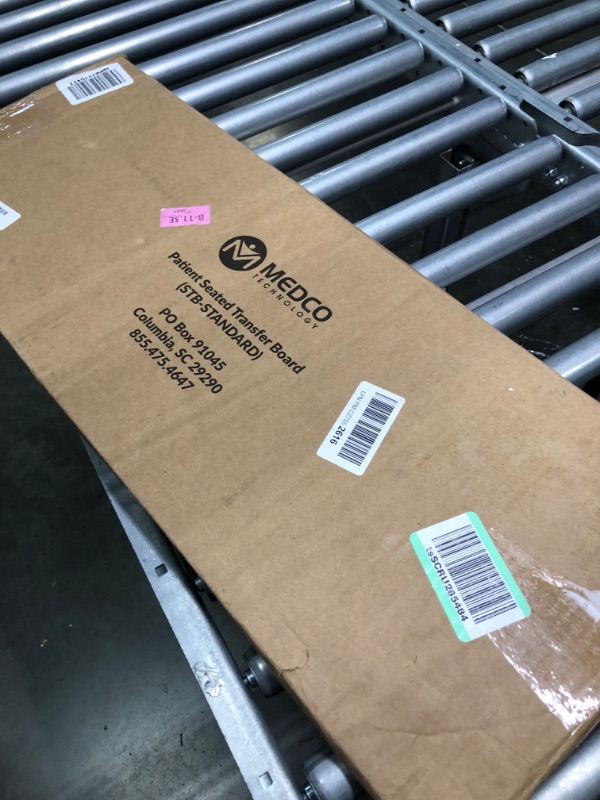 Photo 1 of MedCo Technology Premium Seated Transfer Board, Friction-Reducing High Density Polymer, Soft Edges, Anti-Slip Pads, Curved with Transport Handle. Perfect for Bed, Wheelchair, Toileting, and More