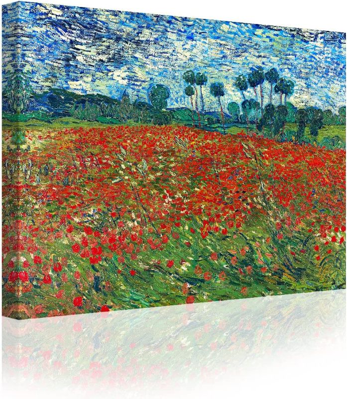 Photo 1 of  Poppy Field Floral Vintage, Vincent Van Gogh Art Reproduction. Giclee Canvas Prints Wall Art for Home Decor