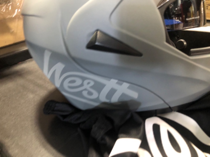 Photo 2 of Westt Dirt Bike Helmets - ATV Modular Motorcycle Helmet - Open Face Motorcycle Helmet Liftable Chin & Dual Visor Motocross Helmet(S/Gray Torque) Small Gray