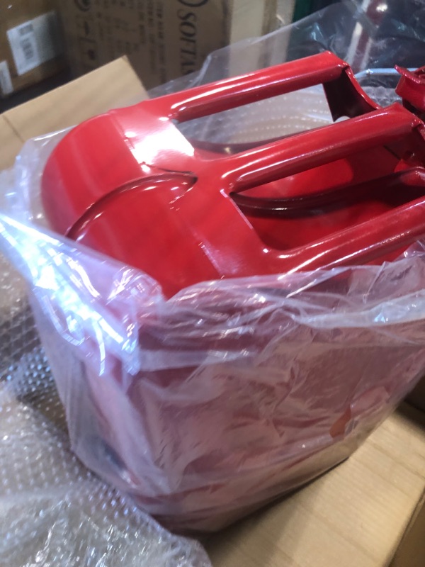 Photo 3 of 20L 5 Gallon Metal Gas Can Red with Fuel Can and Spout System, US Standard Cold-Rolled Plate Petrol Diesel Can - Gasoline Bucket (18.3" x 13.98" x 6.3")