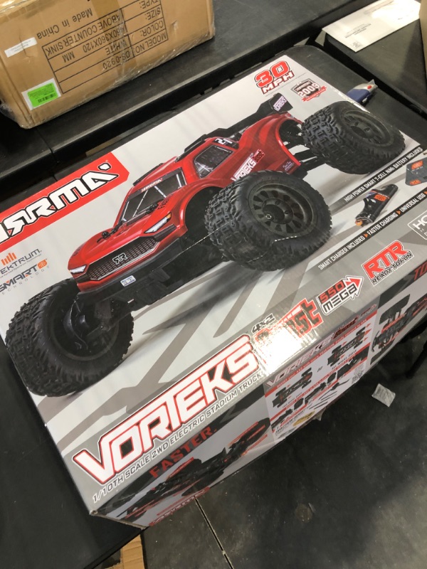 Photo 4 of ARRMA RC Truck 1/10 VORTEKS 4X2 Boost MEGA 550 Brushed Stadium Truck RTR with Battery & Charger, Red, ARA4105SV4T1