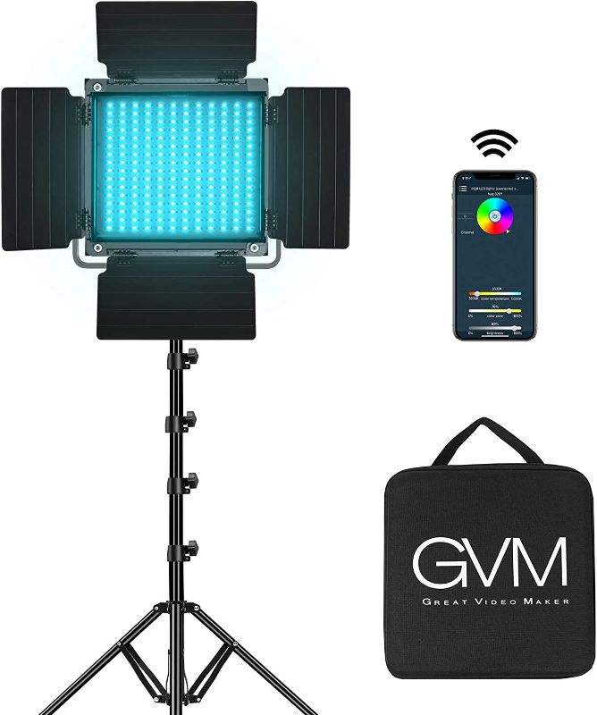 Photo 1 of GVM RGB LED Video Light, 800D Studio Light with APP Control Lighting Kit Photography Light 1 Pack with 8 Kinds Scene Lights, 3200-5600K CRI 97 LED Panel Light for YouTube Studio, Video, Portrait 40W RGB