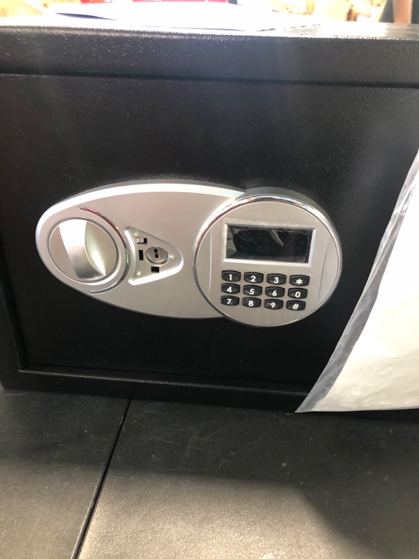 Photo 1 of Amazon Basics Steel Security Safe with Programmable Electronic Keypad - Secure Cash, Jewelry, ID Documents - Black, 16.93 x 14.57 x 10.63 1.2 Cubic Feet