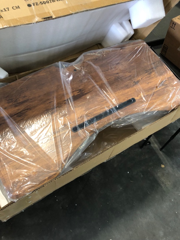 Photo 3 of FEZIBO Standing Desk with Height Adjustable 37 Inches Standing Desk Converter Stand up Riser Tabletop Workstation Fits Dual Monitor Rustic Brown 37 Inch Rustic Brown