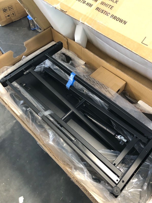 Photo 5 of FEZIBO Standing Desk with Height Adjustable 37 Inches Standing Desk Converter Stand up Riser Tabletop Workstation Fits Dual Monitor Rustic Brown 37 Inch Rustic Brown