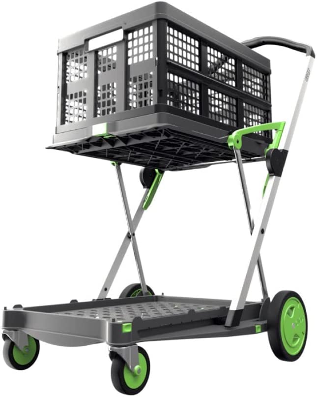 Photo 1 of CLAX® Multi use Functional Collapsible carts | Mobile Folding Trolley | Shopping cart with Storage Crate | Platform Truck (Green)