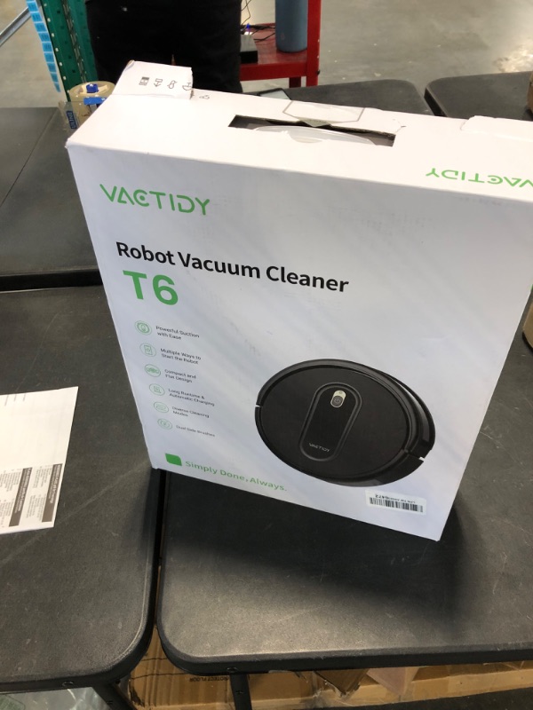 Photo 2 of Vactidy Nimble Robot Vacuum Cleaner, 2000Pa Strong Suction Robotic Vacuums, Super Slim, Quiet, Schedule Setting, Self-Charging, App/WiFi/Alexa Control, Ideal for Hard Floor, Carpet, Pet Hair, T6 Black
-- FACTORY PACKAGE --