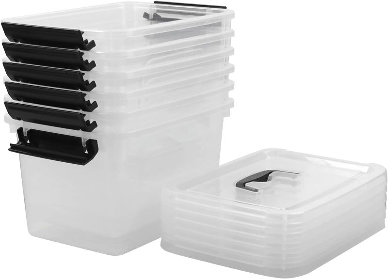 Photo 1 of Anbers 5 L Clear Storage Bins, Plastic Latching Box with Handles, 6 Packs, R
