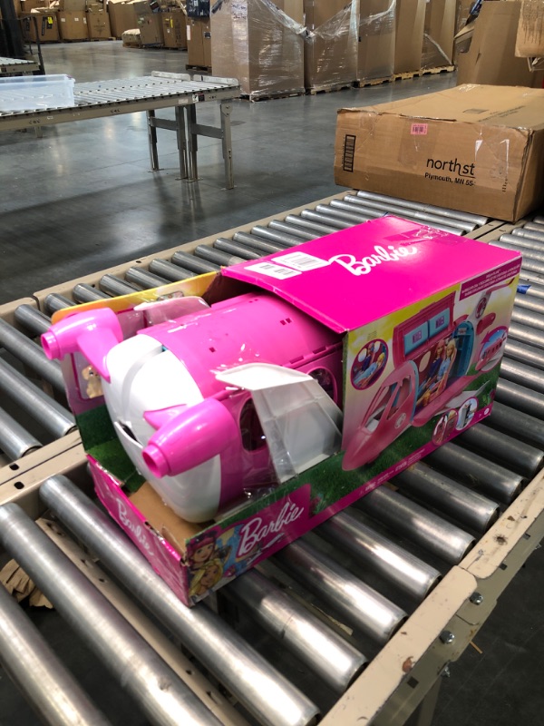 Photo 1 of Barbie Dreamplane Airplane Toys Playset with 15+ Accessories Including Puppy, Snack Cart, Reclining Seats and More Standard