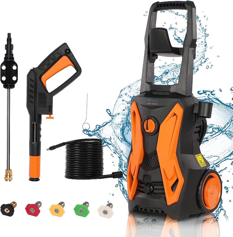 Photo 1 of 3500PSI Electric Pressure Washer, 2.8GPM 2000W Power Washer High Pressure Cleaner Machine with Spray Gun, 5 Nozzles & Detergent Tank for Cleaning Homes, Cars, Patios
