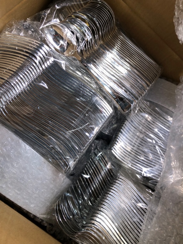 Photo 3 of 700 Piece Silver Dinnerware Set - 200 Silver Rim Plastic Plates - 300 Silver Plastic Silverware - 100 Silver Plastic Cups - 100 Linen Like Silver