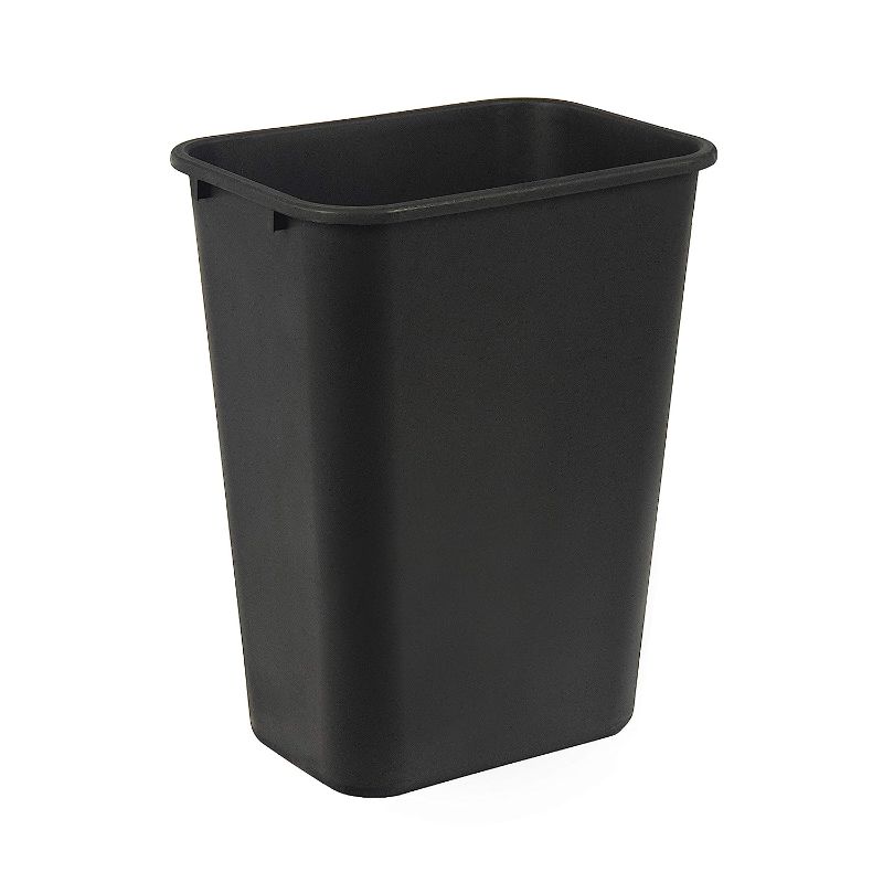 Photo 1 of AmazonCommercial 10 Gallon Rectangular Commercial Office Wastebasket, 1 Pack, Black