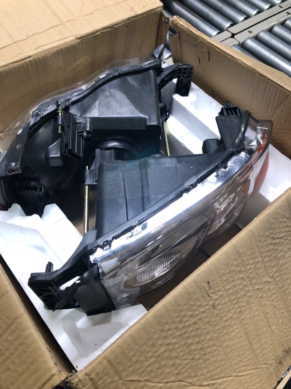 Photo 1 of AS Headlight Assembly Compatible with 2002-2005 Dodge Ram 1500 2500 3500 Chrome Housing Amber Reflector Driver and Passenger Side