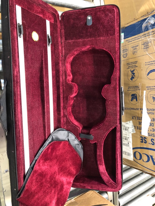 Photo 2 of 4/4 Full Size Acoustic Violin Oblong Case Lightweight with Hygrometer Black/Burgundy