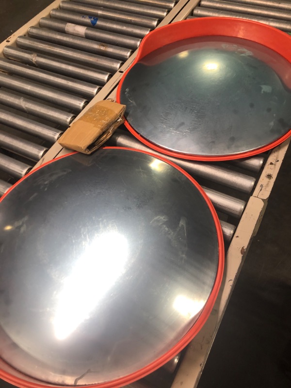 Photo 1 of 24-Inch Safety Convex Mirror Set Traffic Mirror Corner Mirror Outdoor Security Mirror Blind Spot Mirror - 230° Wide-Angle View, PC Construction, Easy Installation - Ideal for Driveways, Parking Lots (set of 2) 