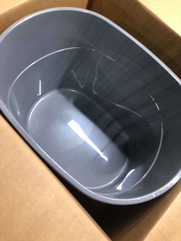 Photo 5 of Amazon Basics Top Entry Cat Litter Box and Scoop, Oval, Grey, 20.5 x 14.75 x 14.38 inches