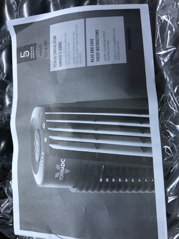 Photo 1 of Vornado Compact 29" Tower Air Circulator, with All New Signature V-Flow Technology, 3 Speed Settings and Energy LED Saving Timer, Remote Control Included