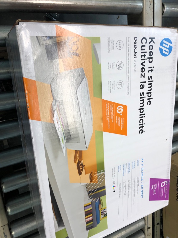 Photo 2 of HP DeskJet 2755e Wireless Color All-in-One Printer with 6 MOS Instant Ink (26K67A), white