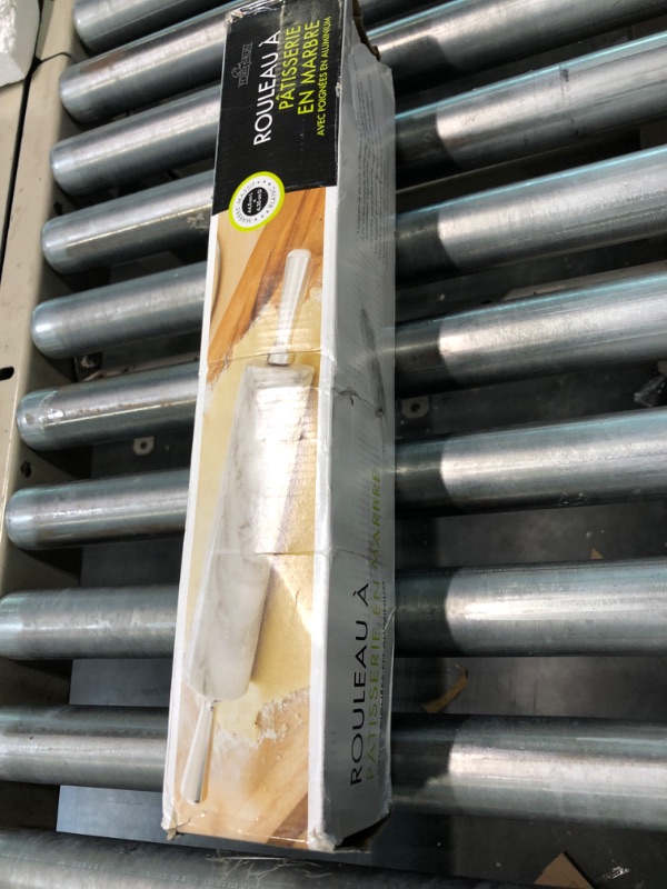 Photo 1 of  Marble Rolling Pin, Base pictured not included,Aluminum Handles  White, 2.5 x 17.5 x 3 inches