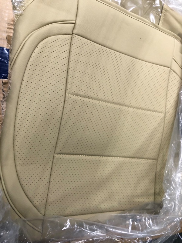 Photo 5 of AOOG Leather Car Seat Covers with Car Backseat Organizer, Universal Automotive Vehicle Seat Cover for Most Sedan SUV Pick-up Truck, Full Set, Beige FULL SET BEIGE