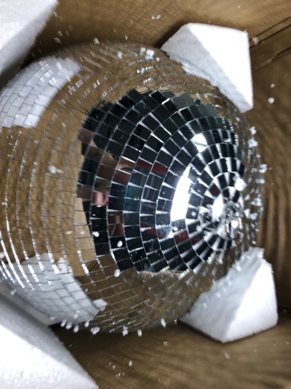 Photo 1 of 16 Inch Large Disco Ball Decorations, 70's 80's 90's Silver Rotating Glass Mirror Ball with Hanging Ring, for Bar DJ Club Stage Lighting Holiday Christmas Party Birthday Wedding Home Business Events…